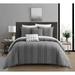 Chic Home Keimon 9 Piece Clip Jacquard Cotton Shell With Textured Stripe Pattern Comforter Set