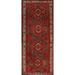 Geometric Red Ardebil Persian Vintage Runner Rug Handmade Wool Carpet - 3'9"x 10'0"