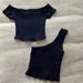 Urban Outfitters Tops | 2 Urban Outfitters Black Tops S/Xs Off Shoulder Top And One Shoulder Top Ribbed | Color: Black | Size: Xs/S