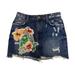 Zara Skirts | Nwot Zara Distressed Denim Mini Skirt Embroidered Sequin Floral Patchwork Retro | Color: Blue/Orange | Size: M