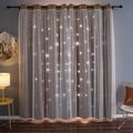 Kinryb Star Cutout Blackout 95 Inches Curtains Double Layer with Sheer Overly Curtains for Bedroom Thermal Insulated Window Treatment Set with 2 Free Tiebacks (52W x 95L 2 Panels Coffe)