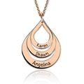 GNOCE Name Necklace Custom Pendant Necklace Sterling Silver Drop Shaped Necklace Can be Engraved Jewellery Gift for Women Men (22 Inches, Rose Gold)