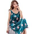 BANLUX Womens Nightdresses & Nightshirts - Loose Sleeping Home Clothes Pajamas For Women Sexy Sleepwear Ice Silk Suspender Nightdress Pyjama Femmes Floral Print Pajamas,Style D,L