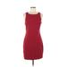 Forever 21 Casual Dress - Sheath Scoop Neck Sleeveless: Red Solid Dresses - Women's Size Medium