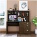 Red Barrel Studio® Storage Computer Desk w/ Hutch, 2-Tier Open Shelf & Large Drawers Home Office Computer Desk in Brown | Wayfair