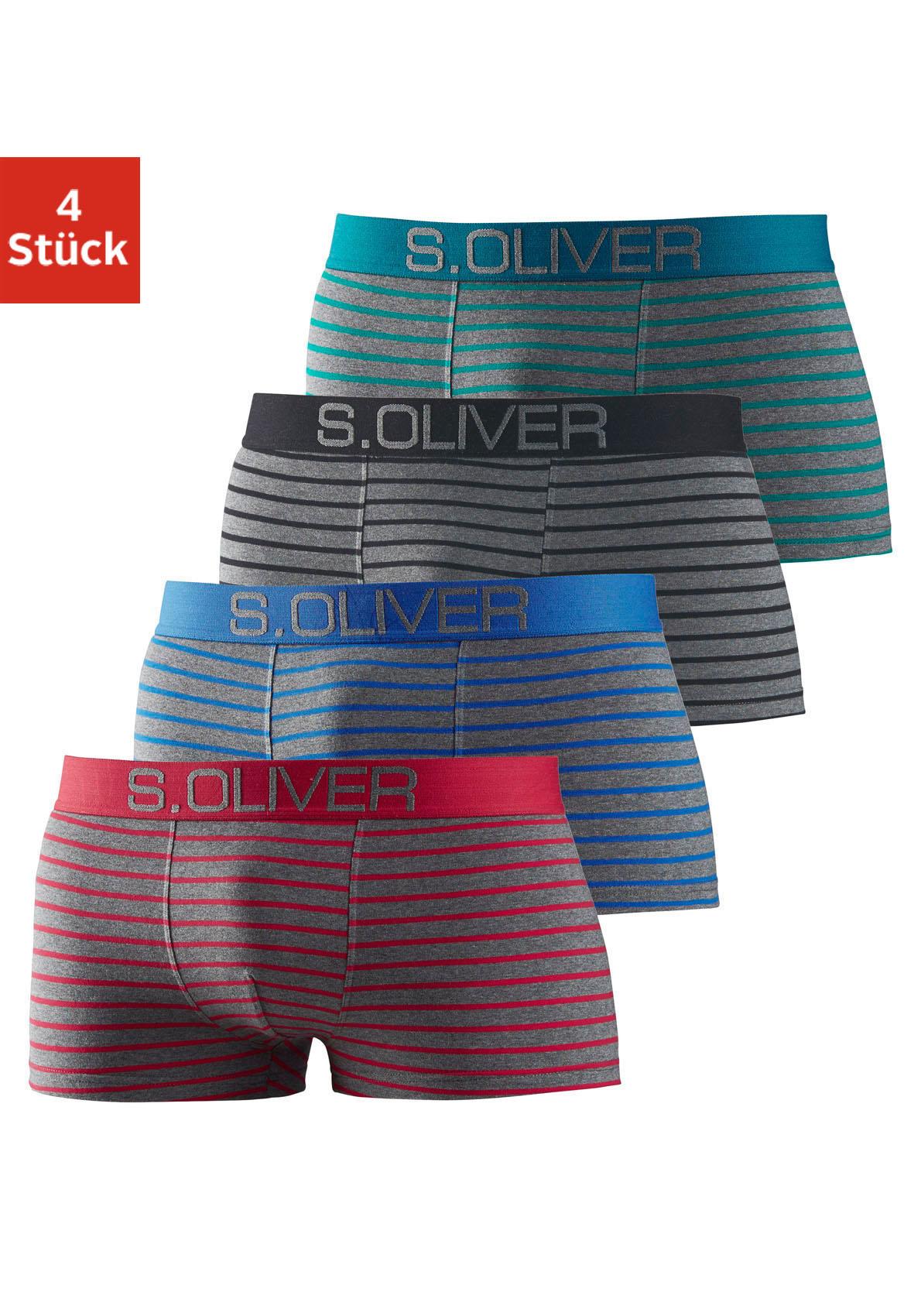 Hipster S.OLIVER, Damen, Gr. S, 4 Stk., bunt (grau, schwarz, gestreift, grün, grau, gestreift, blau, grau, gestreift, rot, grau, gestreift), Jersey, Obermaterial: 92% Baumwolle, 8% Elasthan (LYCRA), gestreift, körpernah, Unterhosen, knapp sitzende...