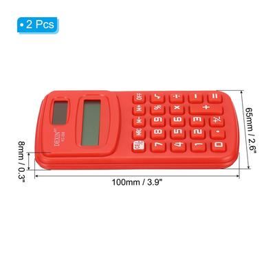 2Pcs Pocket Size Mini Calculator, 8 Digit Dual Power Calculator