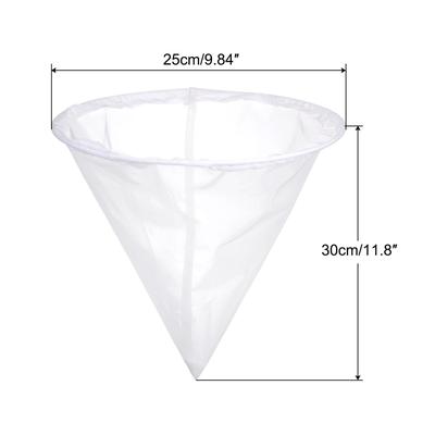 150 Mesh Paint Filter Bag 9.8" Dia Cone Shape Nylon Strainer for Filtering - White