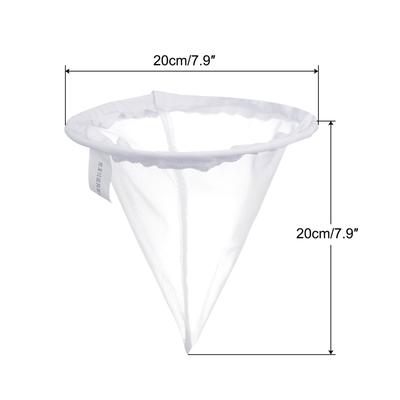 40 Mesh 7.9"x7.9" Paint Filter Bag Cone Shape Nylon Strainer for Filtering Paint - White