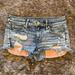 American Eagle Outfitters Shorts | American Eagle Outfitters Super Stretch Shortie Jean Shorts, Size 4 | Color: Blue/Orange | Size: 4
