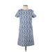Ann Taylor LOFT Casual Dress - Shift Crew Neck Short sleeves: Blue Dresses - Women's Size 2 Petite