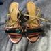 J. Crew Shoes | Jcrew Bow Sandals In Pink, Gold And Dark Green. Size 7 Worn Once. | Color: Gold/Green/Pink | Size: 7
