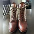 Anthropologie Shoes | Anthropologie X Farylrobin Robin Lace Leather Booties - Size 8.5 | Color: Brown/White | Size: 8.5