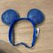 Disney Accessories | Disney Parks Blue Sparkle Wishes Minnie Ears Adjustable Headband | Color: Blue | Size: Os
