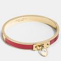 Coach Jewelry | Coach Bangle Bracelet Signature C Carmine Enamel Gold Plated Hinged Oval Nwt | Color: Gold/Red | Size: Apx 2-1/2" Diameter