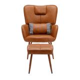 Wingback Chair - George Oliver Jodyne Faux Leather Wingback Chairs Accent Chairs w/ Ottoman Faux Leather/Leather | Wayfair