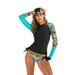 Women s Wetsuit Long-sleeved Pullover Two Piece Briefs Snorkeling Surfing Swimsuit Multicolor Shoulder S