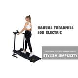 Manual Treadmill Non Electric Treadmill with 10Â° Incline Small Foldable Treadmill for Apartment Home Walking Running