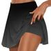 Scyoekwg Women s Shorts Summer Trendy Solid Color Pleated Tennis Skirts Athletic Stretchy Short Yoga Fake Two Piece Trouser Skirt Shorts Dark Gray XL (10)
