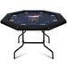 RayChee Poker Table Foldable 8 Player Octagonal Texas Holdem Table w/Cushioned Rail Stainless Steel Cup Holders Casino-Grade Felt Surface (Black)