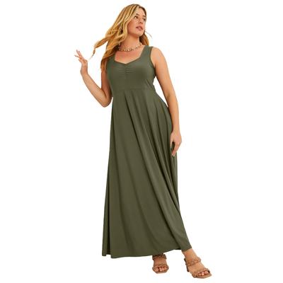 Plus Size Women's Sleeveless Sweetheart Dress by June+Vie in Dark Olive Green (Size 18/20)