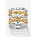 Women's 1/6 Cttw.Round Diamond Silver & Gold Plated Stackable Eternity Ring Set by PalmBeach Jewelry in Gold (Size 6)