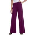Plus Size Women's Stretch Knit Wide Leg Pant by The London Collection in Dark Berry (Size 12) Wrinkle Resistant Pull-On Stretch Knit
