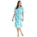 Plus Size Women's Print Sleepshirt by Dreams & Co. in Pale Ocean Cat (Size 1X/2X) Nightgown