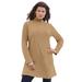 Plus Size Women's Mockneck Ultimate Tunic by Roaman's in Soft Camel (Size 6X) 100% Cotton Mock Turtleneck