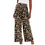 Plus Size Women's Stretch Knit Wide Leg Pant by The London Collection in Natural Abstract Zebra (Size 12) Wrinkle Resistant Pull-On Stretch Knit