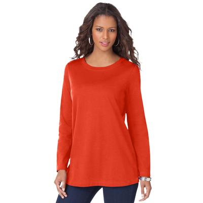 Plus Size Women's Ultimate Long Sleeve Crewneck Tee by Roaman's in Copper Red (Size 5X) Shirt