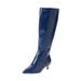 Wide Width Women's The Poloma Wide Calf Boot by Comfortview in Navy Croco (Size 8 1/2 W)