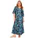 Plus Size Women's Halcion Boho Maxi Dress by June+Vie in Blue Painterly Leaves (Size 22/24)