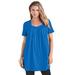 Plus Size Women's Pleatneck Ultimate Tunic by Roaman's in Vivid Blue (Size L) Long Shirt