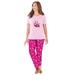 Plus Size Women's Graphic Tee PJ Set by Dreams & Co. in Pink Tea Cup (Size M) Pajamas