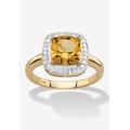 Women's 1.85 Tcw Genuine Citrine Diamond Accent 14K Gold-Plated Sterling Silver Halo Ring by PalmBeach Jewelry in Yellow (Size 9)