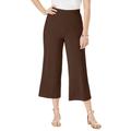 Plus Size Women's Everyday Stretch Knit Wide Leg Crop Pant by Jessica London in Chocolate (Size 26/28) Soft & Lightweight