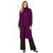 Plus Size Women's Cotton Cashmere Duster Sweater by Jessica London in Dark Berry (Size 22/24)