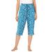 Plus Size Women's Knit Sleep Capri by Dreams & Co. in Deep Teal Hearts (Size 3X) Pajamas