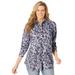 Plus Size Women's Soft Sueded Moleskin Shirt by Woman Within in Navy Paisley (Size 6X) Button Down Shirt