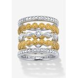 Women's 1/6 Cttw.Round Diamond Silver & Gold Plated Stackable Eternity Ring Set by PalmBeach Jewelry in Gold (Size 10)