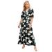 Plus Size Women's Knit Tie-Back Maxi by ellos in Black Ivory Floral (Size 26/28)