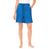 Plus Size Women's Print Pajama Shorts by Dreams & Co. in Pool Blue Animal (Size 18/20) Pajamas