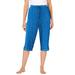 Plus Size Women's Knit Sleep Capri by Dreams & Co. in Pool Blue Animal (Size L) Pajamas