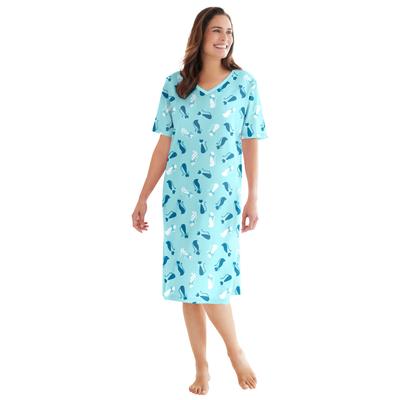 Plus Size Women's Print Sleepshirt by Dreams & Co. in Pale Ocean Cat (Size 5X/6X) Nightgown