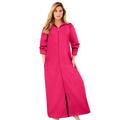 Plus Size Women's Long Hooded Fleece Sweatshirt Robe by Dreams & Co. in Pink Burst (Size 2X)