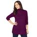 Plus Size Women's Cotton Cashmere Turtleneck by Jessica London in Dark Berry (Size 34/36) Sweater