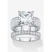 Women's 4.80 Tcw Cubic Zirconia Platinum-Plated Sterling Silver 2-Piece Bridal Ring Set by PalmBeach Jewelry in Silver (Size 7)