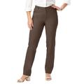 Plus Size Women's Classic Cotton Denim Straight-Leg Jean by Jessica London in Chocolate (Size 14) 100% Cotton