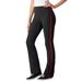 Plus Size Women's Stretch Cotton Side-Stripe Bootcut Pant by Woman Within in Black Classic Red (Size M)